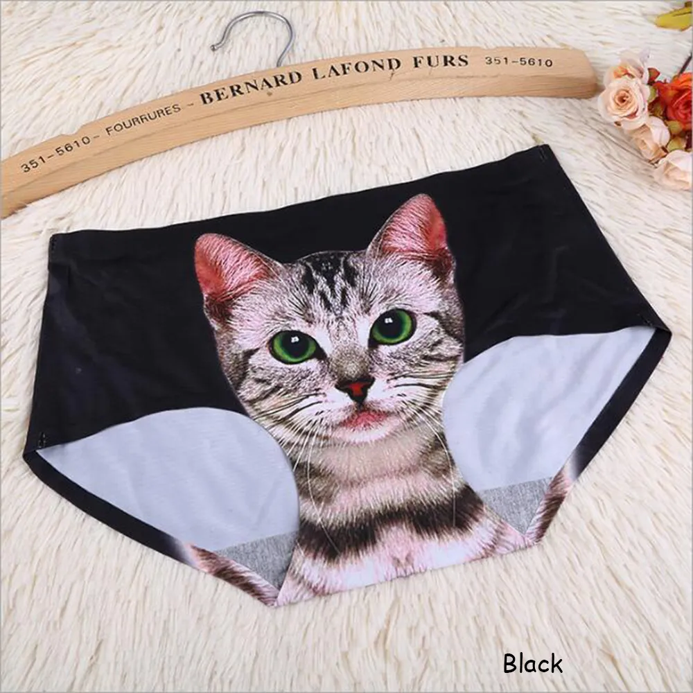 Kadın Iç Çamaşırı Orta Bel Külot Külot Sevimli Karikatür Kedi Desen Bayanlar Günaha Dikişsiz Knickers Lingerie Külot Ücretsiz Boyutu