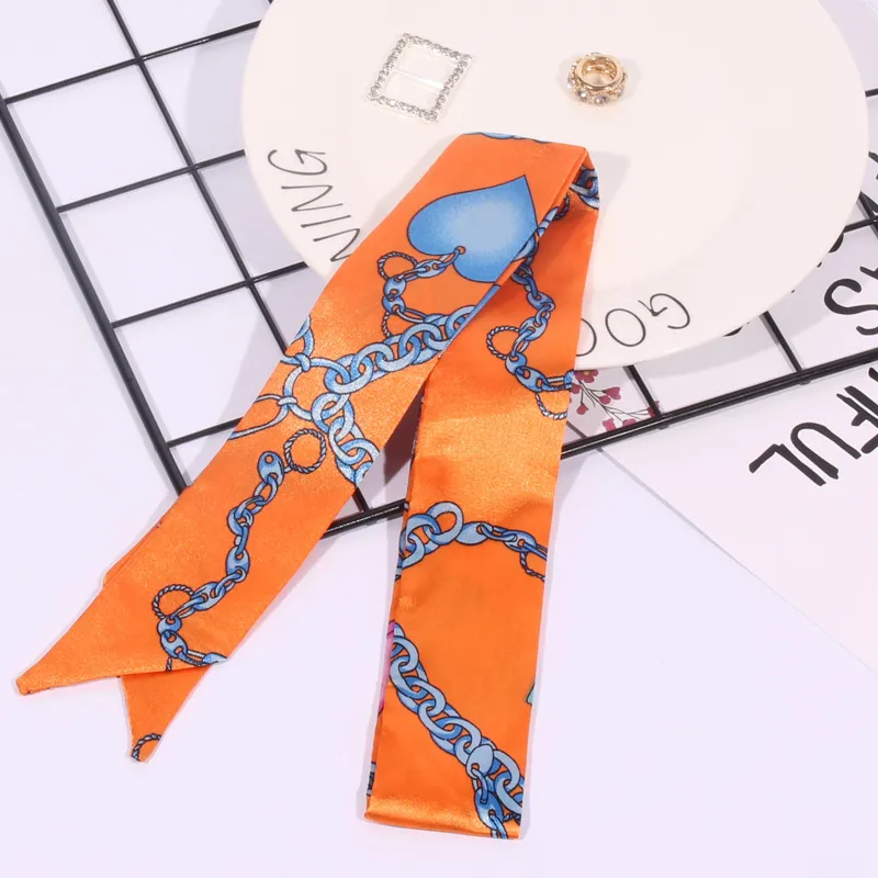 Moda multifunción Imprimir bufanda para bolsos Mango es Head wrap bufandas Cinta de las mujeres turbante triángulo diadema bufanda de seda