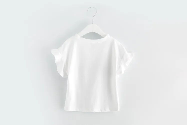 Корейский лето 2017 Baby Girls одежда платье одежда белая буква футболка цветок TUTU юбка 2 шт. Устанавливает цветочные детские одежды одежды A488