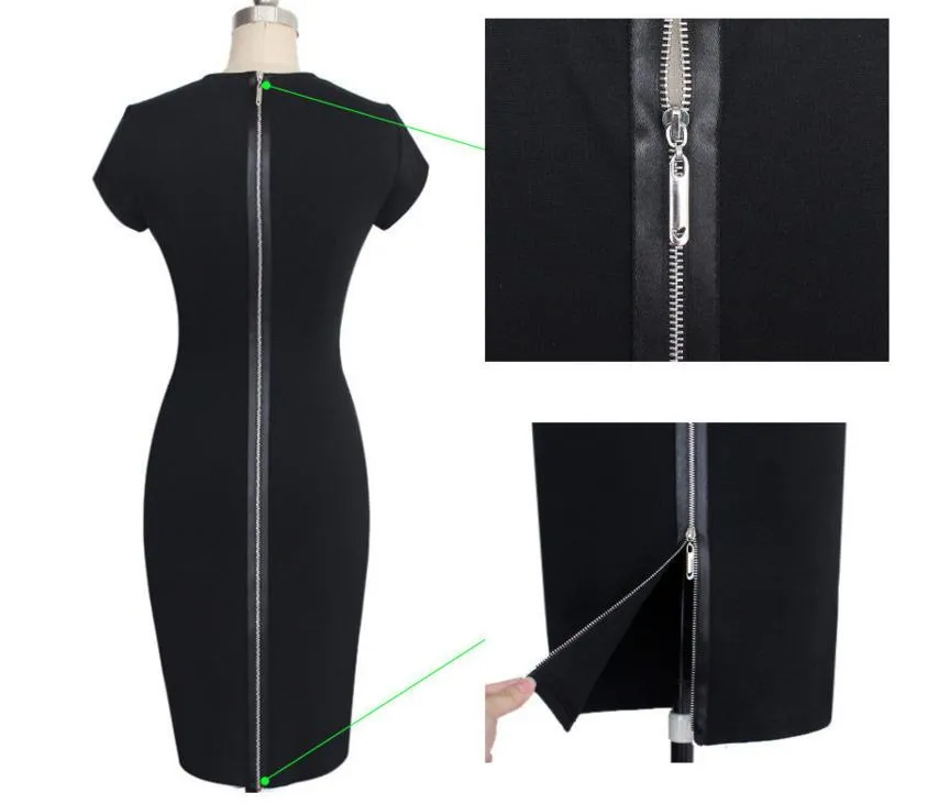 Sexy Black Red Meshy Sheer Crew Neck Short Sleeve Knee-length Pencil Dresses Women Bodycon Clothing