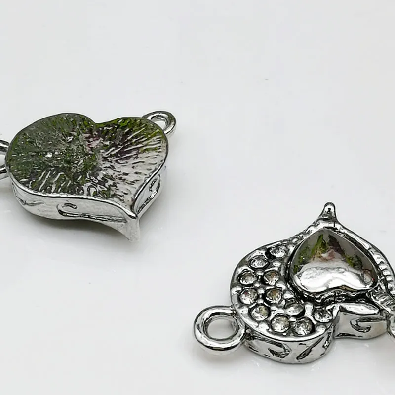 Bracciale in metallo argento con trapano a cuore da 10 pezzi con fibbia magnetica 22 16 mm fibbia di connessione magnetica collana fai da te