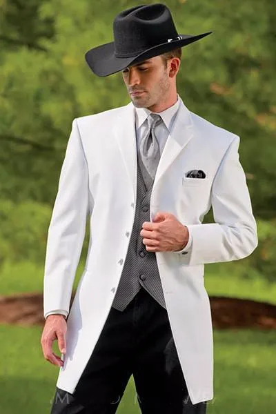 Mode Custom Made Western Tuxedos Cowboy Slim Fit Black Groom Pak Trouwpak voor Mannen / Prom Pak 3 Stuks Jack + Pants + Vest