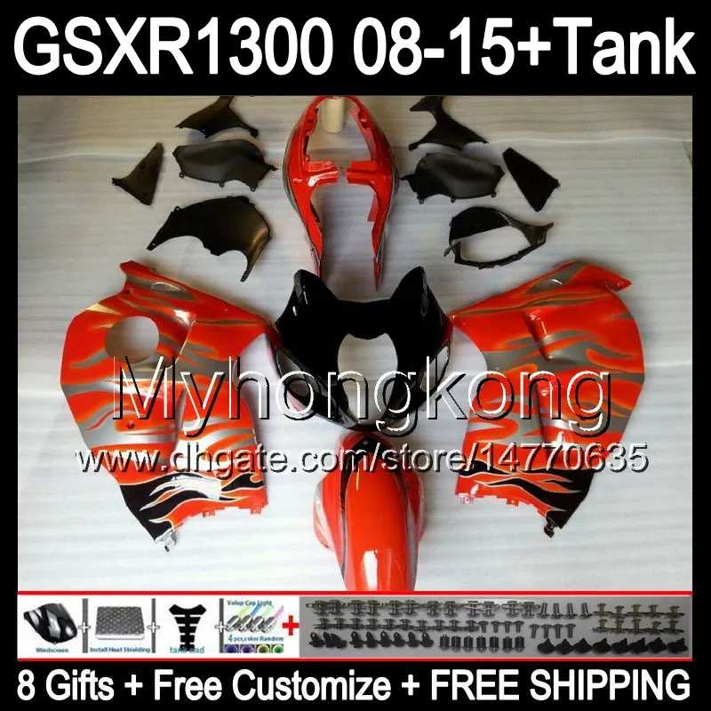 8 regalos naranja brillante para SUZUKI Hayabusa GSXR1300 2008 2009 2010 2011 14MY177 GSXR-1300 GSX R1300 GSXR 1300 2012 2013 2014 2015 TOP Carenado