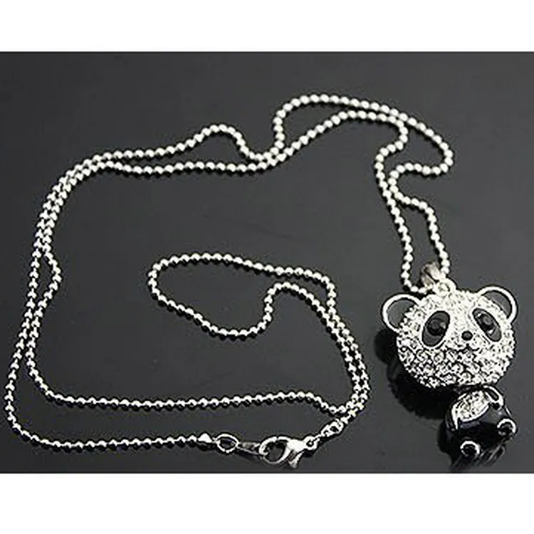 Riktigt snyggt!Blansande PANDA halsband!!strass super charm halsband smycken Söt grym grossist