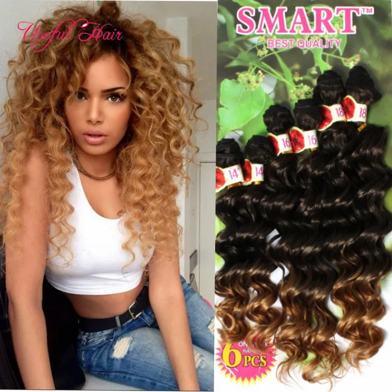 Freetress Hair Diep Wave Ripple Haarvlechten Jerry Curly, Deep Kinky Curly Ombre Color Pink Brown, Synthetische Vlechten Haak Hair Extensions