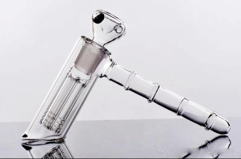 Billiga till salu 14cm Vattenrör 18.8mm Joint Glass Hammer 6 Arm glas Percolator Bubbler Rökpipor Recycler Glass Gongs Hookahs