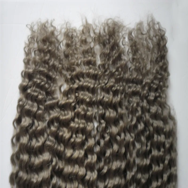 T1B / Gris ombre brésilien crépus bouclés cheveux vierges 400g brésiliens cheveux gris armure faisceaux crépus bouclés vierges cheveux double trame