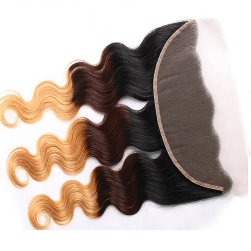 13x4 Peruan 3 Tone ombre Lace Formulamento frontal #1b/4/7 27 Frontais de renda