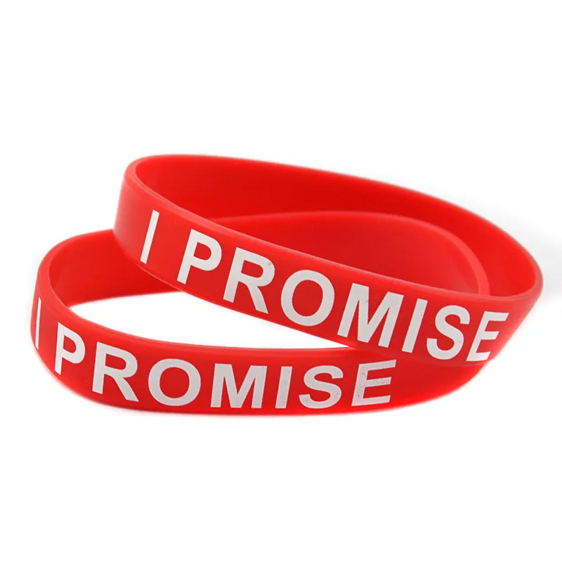 I PROMISE Silicone Bracelet For Sport or Cancer Printed Motivational Slogan Adult Size 