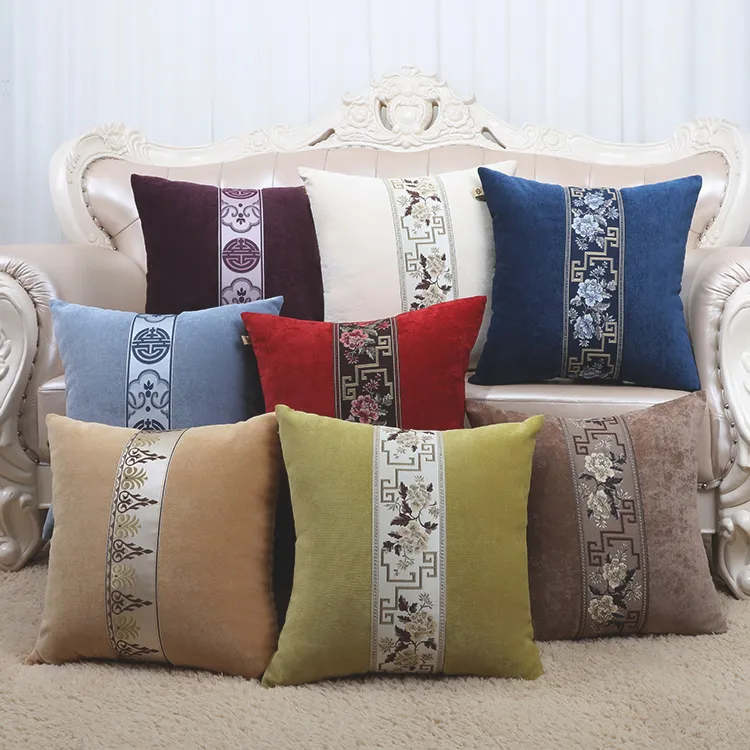 Elegant Patchwork Lace Cushion Pillow Cover 24 inch 20 inch 17 inch High End Back Cushion Europe American Style Velvet Lumbar PillowCase