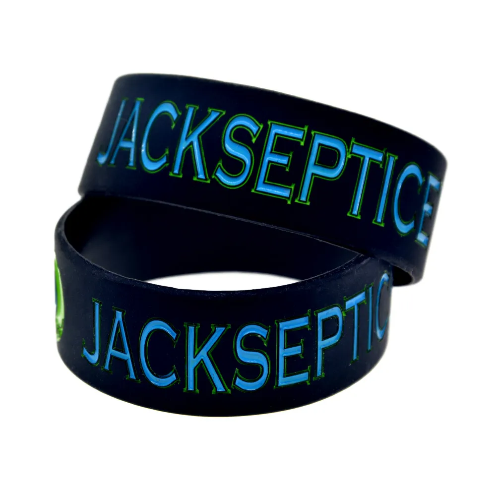 Bracciale in gomma siliconica commentatore di giochi Jacksepticeye da 50 pezzi, largo 1 pollice, nero, regalo promozionale