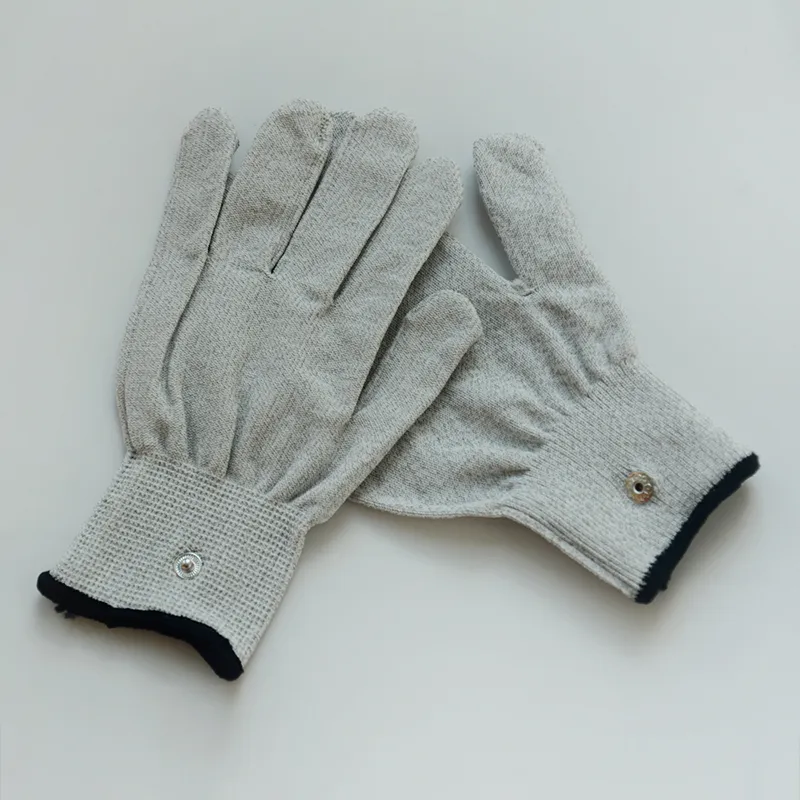 Gants de massage conducteurs argentés pour machine Tens/Ems