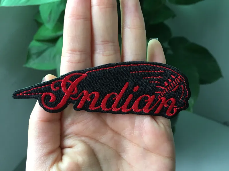 Indian Motorcycle opstrijkbare jas, hoed, tas, leren doek Patch, Amerikaans, Bikers Gratis verzending Custom 100% emb Stitches Hoge quanlity badge