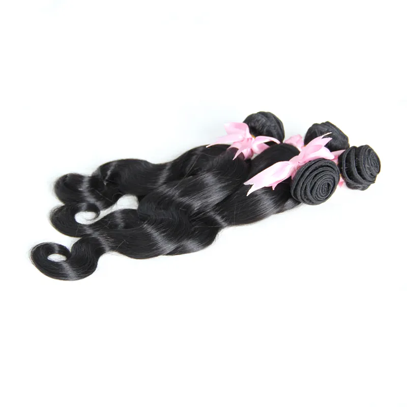 Brazilian Virgin Hair Body Wave Bundles Natural Black Color weaving human hair extensions