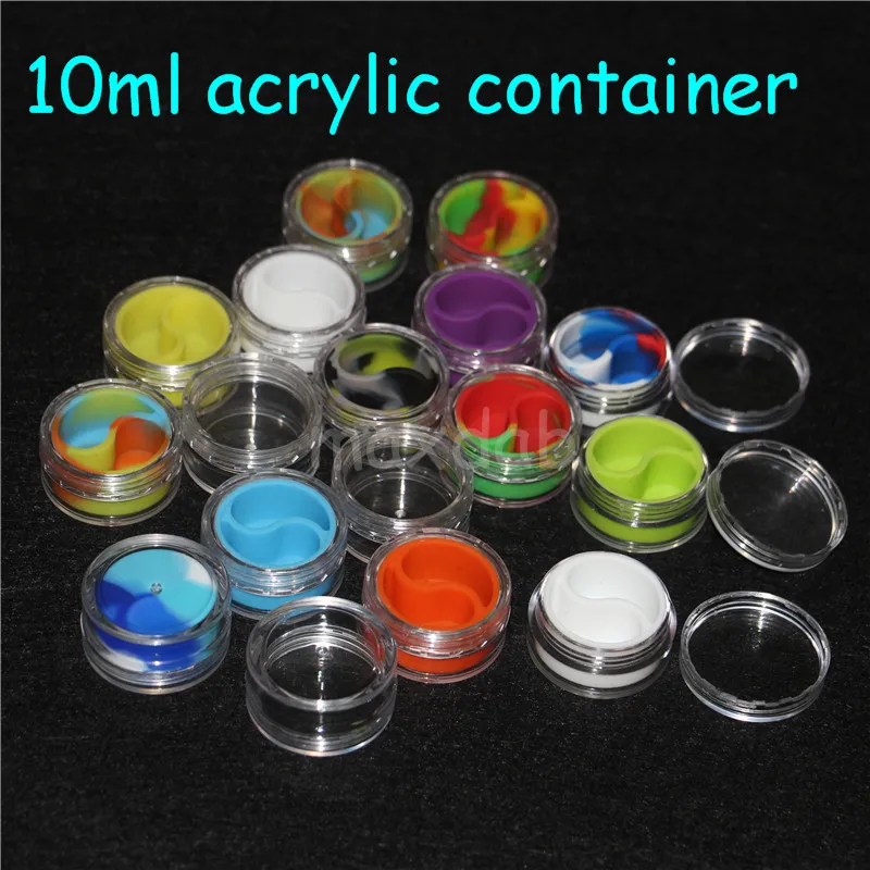 Acrylic silicon container 5ml 7ml 10ml wax hardshell silicone containers ABS non-stick dab bho oil jars tool storage jar holder
