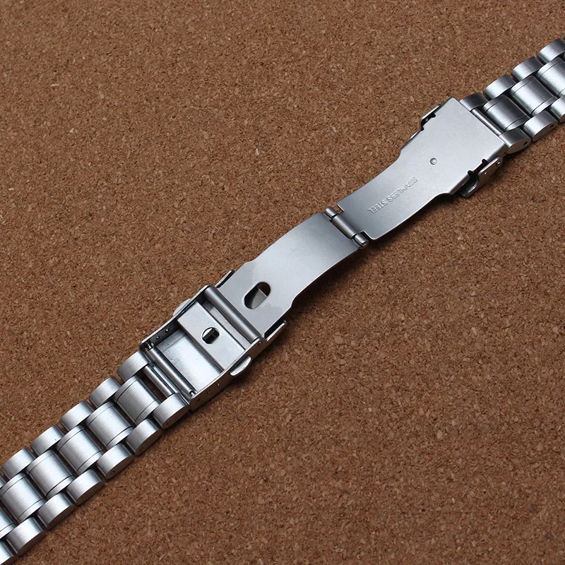 Yüksek kaliteli mat ve lehçe kavisli biter Düz paslanmaz çelik erkek saat kayışı 18mm 20mm 22mm 24mm metal kordonlu saat aksesuarları bracelete