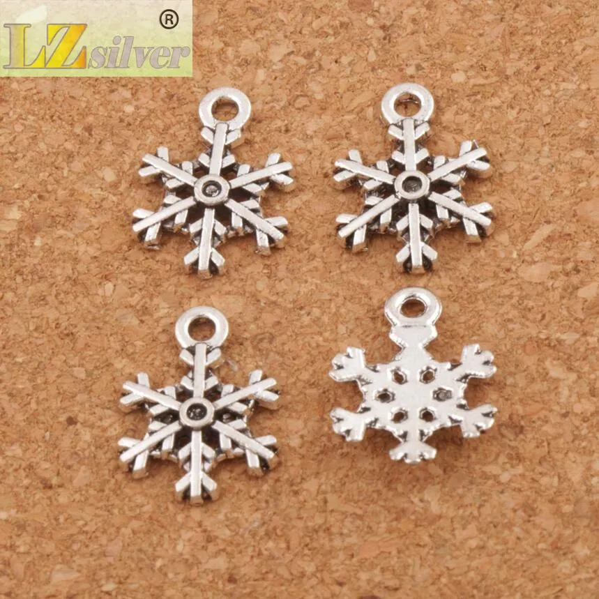 Gebogen Sneeuwvlok Charms Hangers 200 stks / partij Antiek Zilver Mode-sieraden DIY Fit Armbanden Ketting Oorbellen L794 13.1x18mm