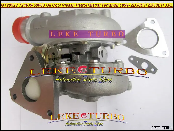 Oljekyld Turbo GT2052V 724639-5006S 705954-0015 724639 705954 Turbocharger för Nissan Patrol Mistral Terrano ZD30 ZD30eti 3.0L