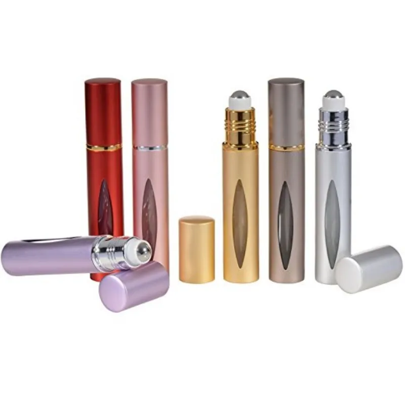 10ml Mini Roll On Aluminum Bottle Essential Oil Steel Metal Roller ball fragrance Perfume