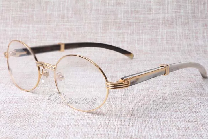 New 2019 new retro round eyeglasses 7550178 mixed horn glasses men and women spectacle frame glasses size: 55-22-135mm Best quality