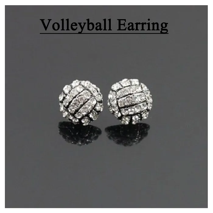 Nouvelle boucle d'oreille goujons Sofball Baseball Basketball Volleyball Football Football strass cristal Bling pour les filles de sport boucles d'oreilles