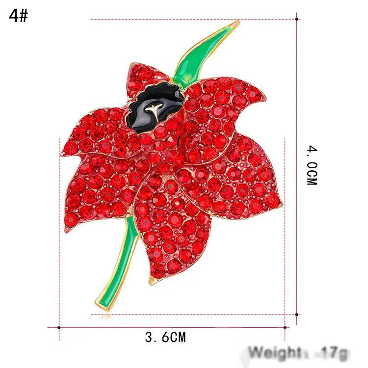 ポピーブローチ新しい到着合金ラインストーンブローチピンチャーミングクリスタルフラワーポピーブローチ女性ギフトの宝石