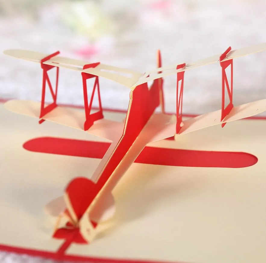 10 pièces avion fait à la main Kirigami Origami 3D Pop UP cartes de voeux carte d'invitation pour mariage noël fête d'anniversaire cadeau