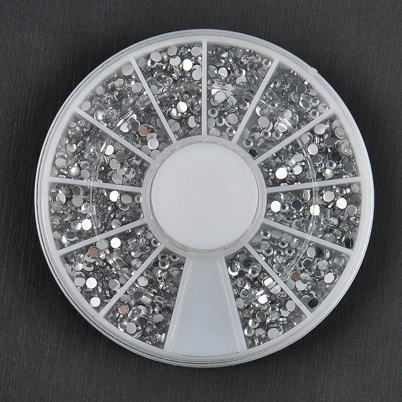 Gros-1700 PCS 1.5mm 3D Diy Nail Strass Glitter Diamond Gems Nail Tips Nail Art Beauté Décoration Roue NA997