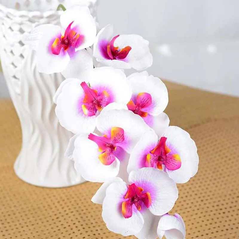 Wholesale-Artificial Butterfly Orchid Silk Flower Bouquet Phalaenopsis Wedding Home Decor Fashion DIY Living Room Art Decoration