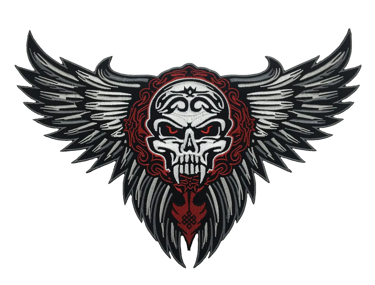 Grand Patch De Moto Brodé : Crâne, Ailes, Tatouage Tribal, Gilet De Motard,  Applique Thermocollante/À Coudre Du 10,47 € | DHgate, image size:1200x912
