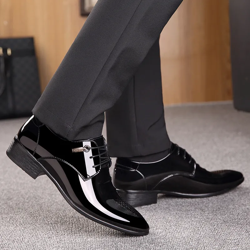 High Quality Patent Leather Mens Bussines Mens Shiny Dress Shoes Lace ...