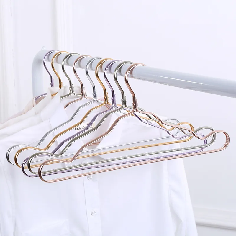42cm Gold Aluminum Alloy Hanger for Clothes Strong 5 Colors Rose Gold Metal Shirts Dress Sun-top Hanger
