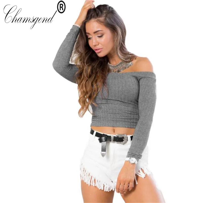 Partihandel-Chamsgend Kvinnor Topp Tight Sweater Knitting Casual Stropless Off Shoulder Pullover Feminino Camisolas AU23