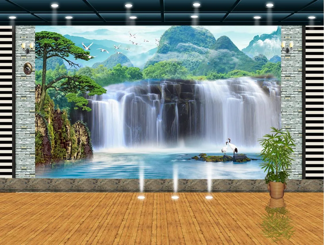 Personalizado qualquer tamanho Grande cachoeira PSD TV pano de fundo mural 3d papel de parede 3d papéis de parede para tv pano de fundo