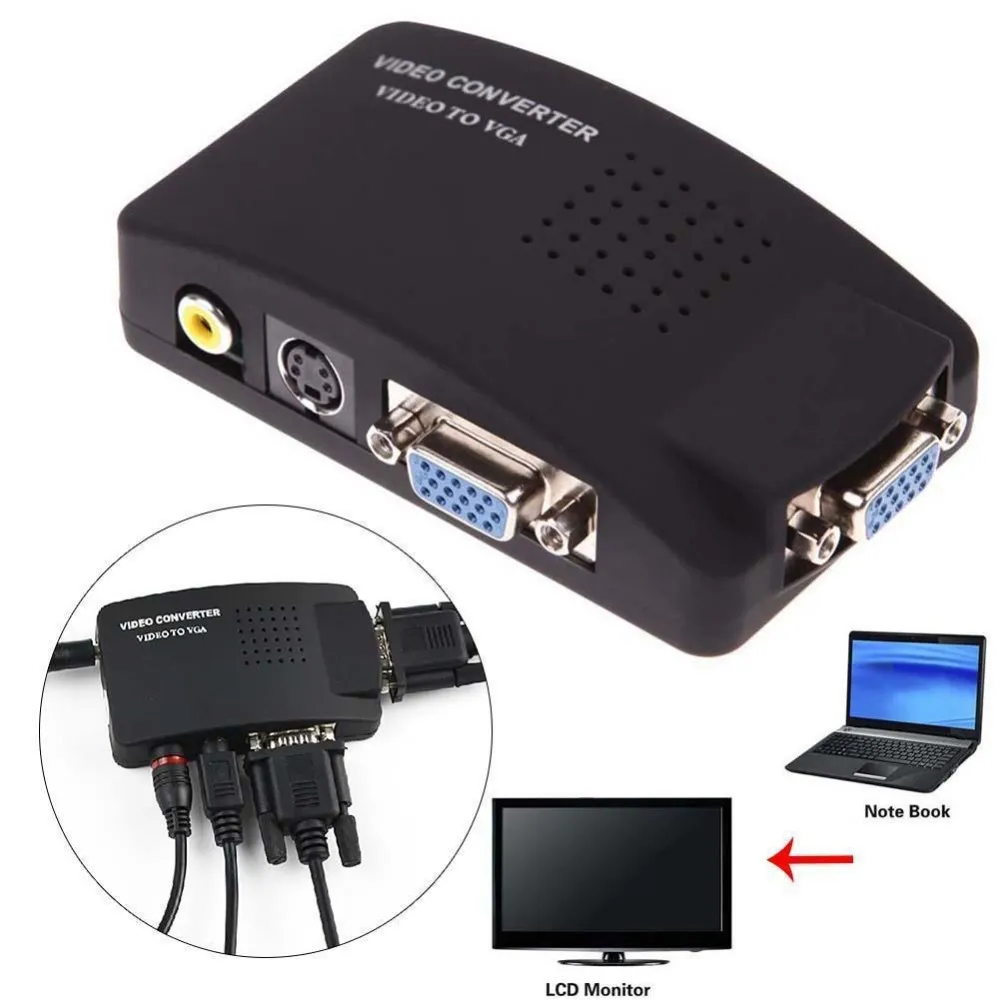 200 Stück TV-Konverter-Box Universal PC/Laptop AV S-Video RCA Composite Video zu VGA TV-Konverter neu