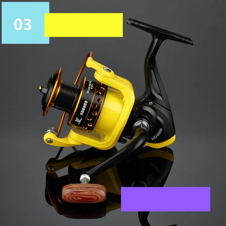 Sea Boat Spinning Fishing Reel HD1000-7000 Serie 12BB Geel Kleur Pesca Vissersvaartuig Spinning Rollen Vissen Wiel