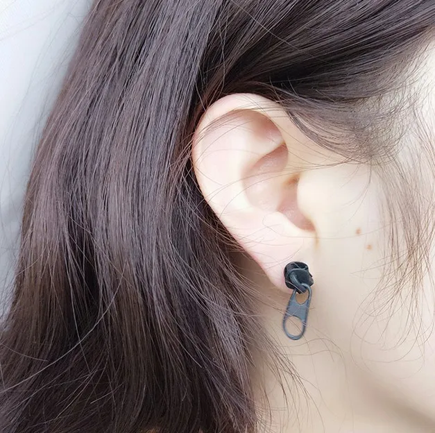 Zip Zip Zap Ear Stud Earrings Stainless Steel Ear Pins Ear Studs For Womens Casual