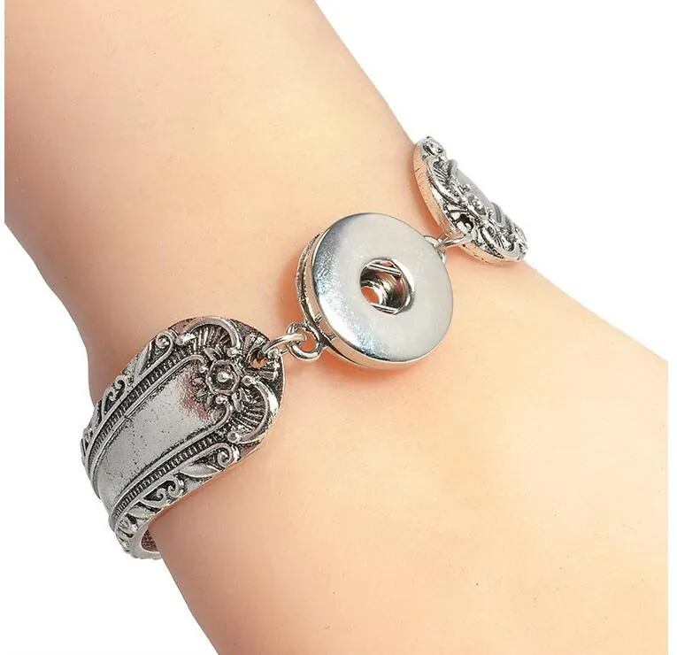 DIY personnalité bouton argent gravé motif aimant boucle bracelet bracelet femme bracelet