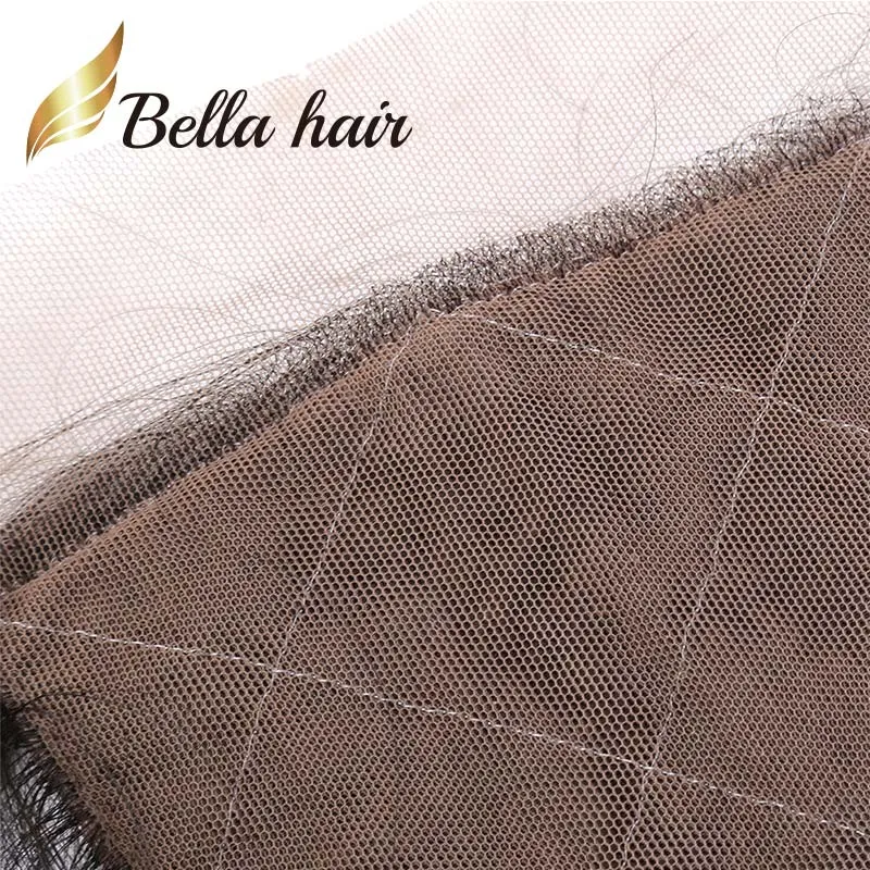 Chiusura in pizzo con base in seta ondulata sciolta Cuoio capelluto finto durevole 3 strati Capelli umani vergini veri brasiliani Chiusure superiori anteriori con i capelli del bambino Bella Hair Slay sembra più naturale