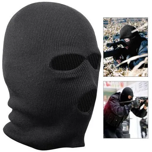 Mens Balaclava SAS Army Hat 3 Hole or Open Face Knitted Winter Hat thermal  Lined