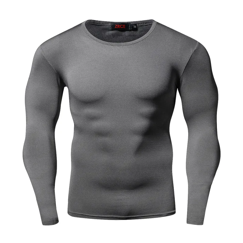 2017 Uomini Compressione Fitness Collant Nuova Manica Lunga Corsa Yoga Palestra Fitness Top Stretti Vestiti Bodybuilding Traspirante Quick-Dry