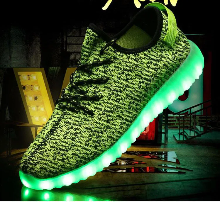 Glow Led Luminous USB Charging Fashion Casual Shoes 350 Boost Woman For Couples Girls Shine