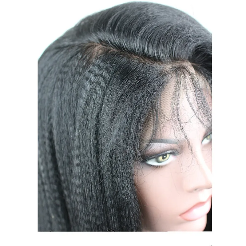 Kinky Straight 360 Lace Wig 130 Density Brazilian Virgn Italian Coarse Yaki 360 Full Lace Wigs With Baby Hair Glueless Wig For Wo7315494