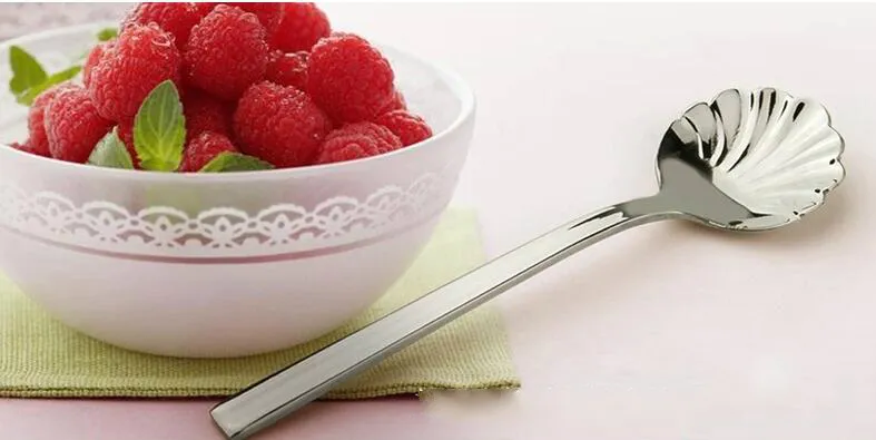 Knight Dessert Lepel 410 Rvs Shell Lepel Fruit Creatieve Pudding Scoop Ice Cream Scoop Restaurant Special Support Custom