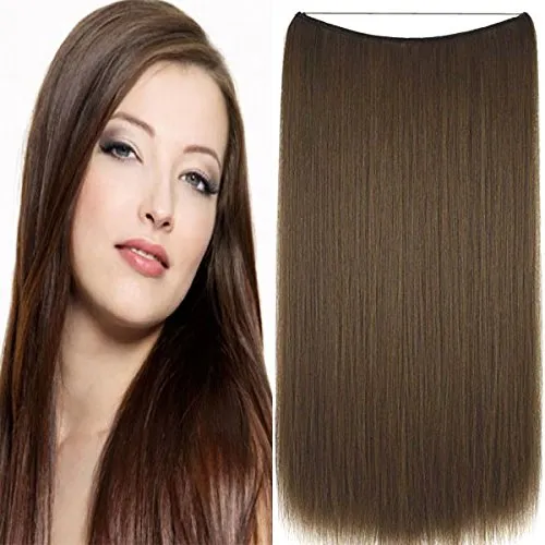 Miracle Osynlig Wire Flip In Hair Extensions 120g 14 '' - 26'Remy Premium Grade Human Hair Chestnut Brown # 6 Jet Black # 1