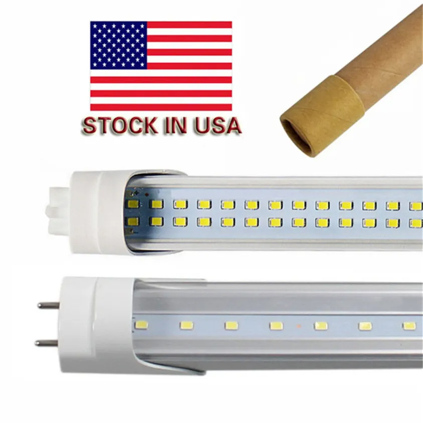 Tubo luminoso fluorescente Stock negli Stati Uniti tubi bi pin 4ft led t8 Luce 18W 22W 28W Doppia fila T8 Sostituisci tubo normale AC 110-240V UL FCC