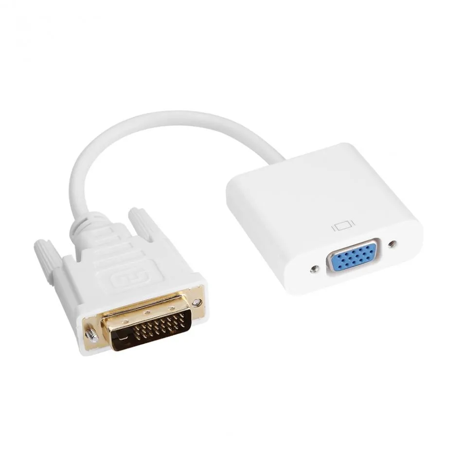 Livraison gratuite DVI-D 24 + 1 mâle vers VGA 15 femelle câble adaptateur connecteur convertisseur pour PC projecteur HDTV couleurs blanches