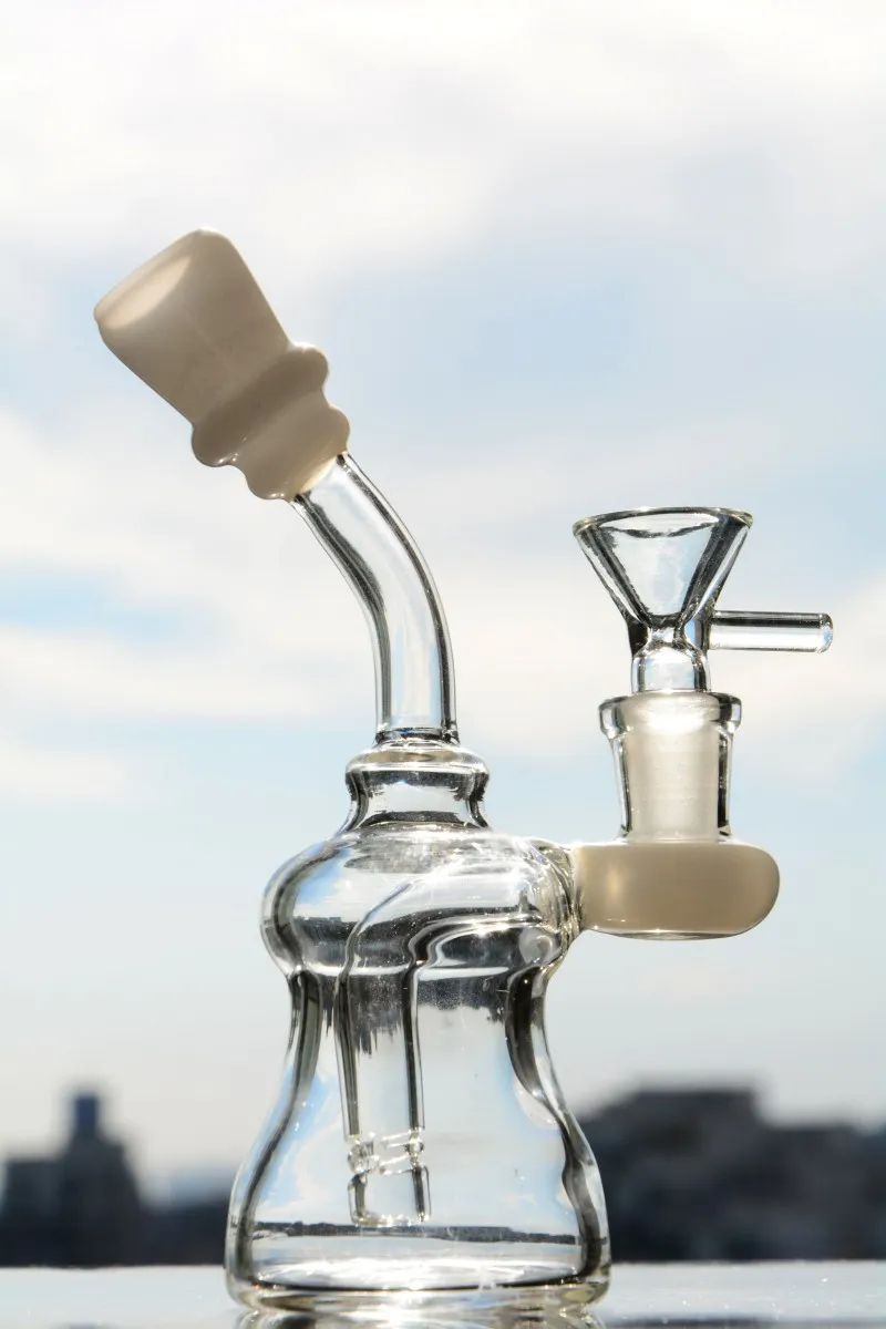 Färgglada mini -vattenpipa bong solid bas glas bongs återvinna olje riggar glas vattenrör med 14 mm fog