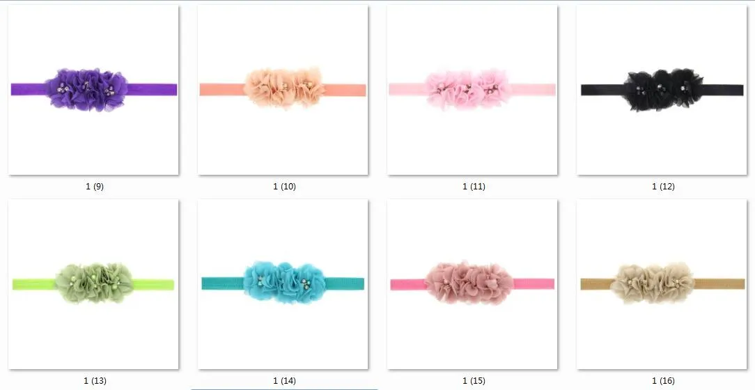 Gril baby 3 flowers hair bands pearl Crystal Chiffon flower combination set Elastic Headbands Headwear head band Hair Accessories H061