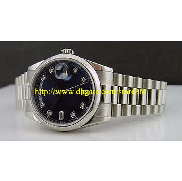 store361 nuovi arrivi orologi Platinum 36mm President Blue Diamond Dial 118206